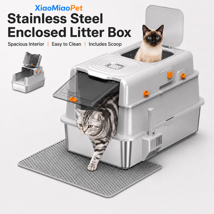 Stainless SteelEnclosed Litter Box